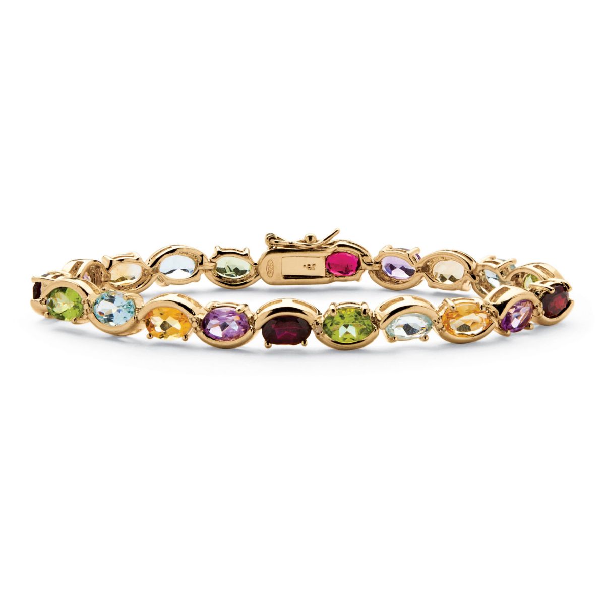 19 TCW Genuine Gemstone Tennis Bracelet Gold-Plated Sterling Silver