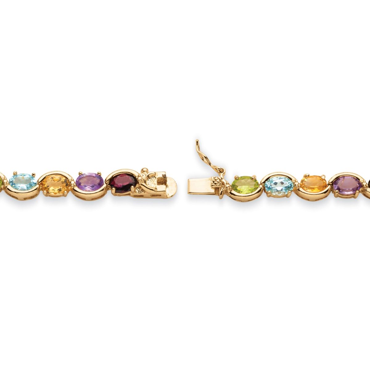 19 TCW Genuine Gemstone Tennis Bracelet Gold-Plated Sterling Silver