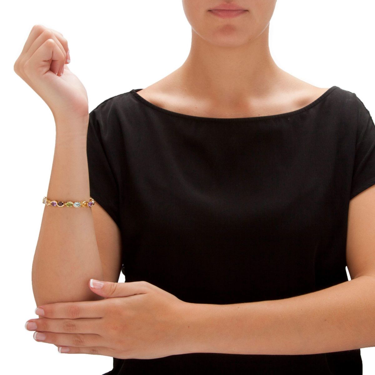 19 TCW Genuine Gemstone Tennis Bracelet Gold-Plated Sterling Silver