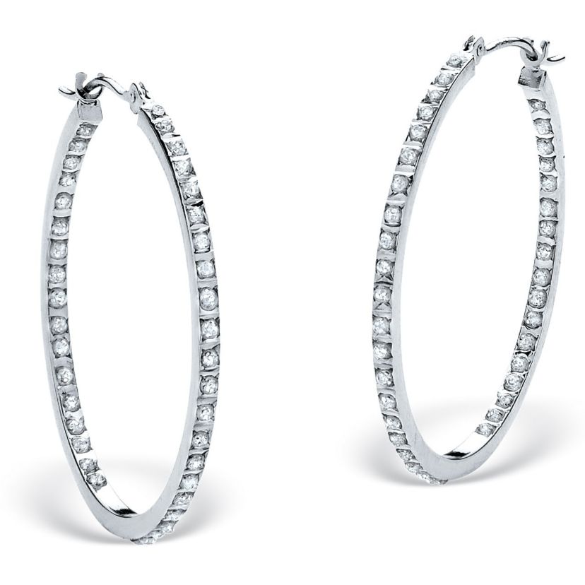 Diamond Fascination Bernish-Set Hoops in Platinum-plated Sterling Silver