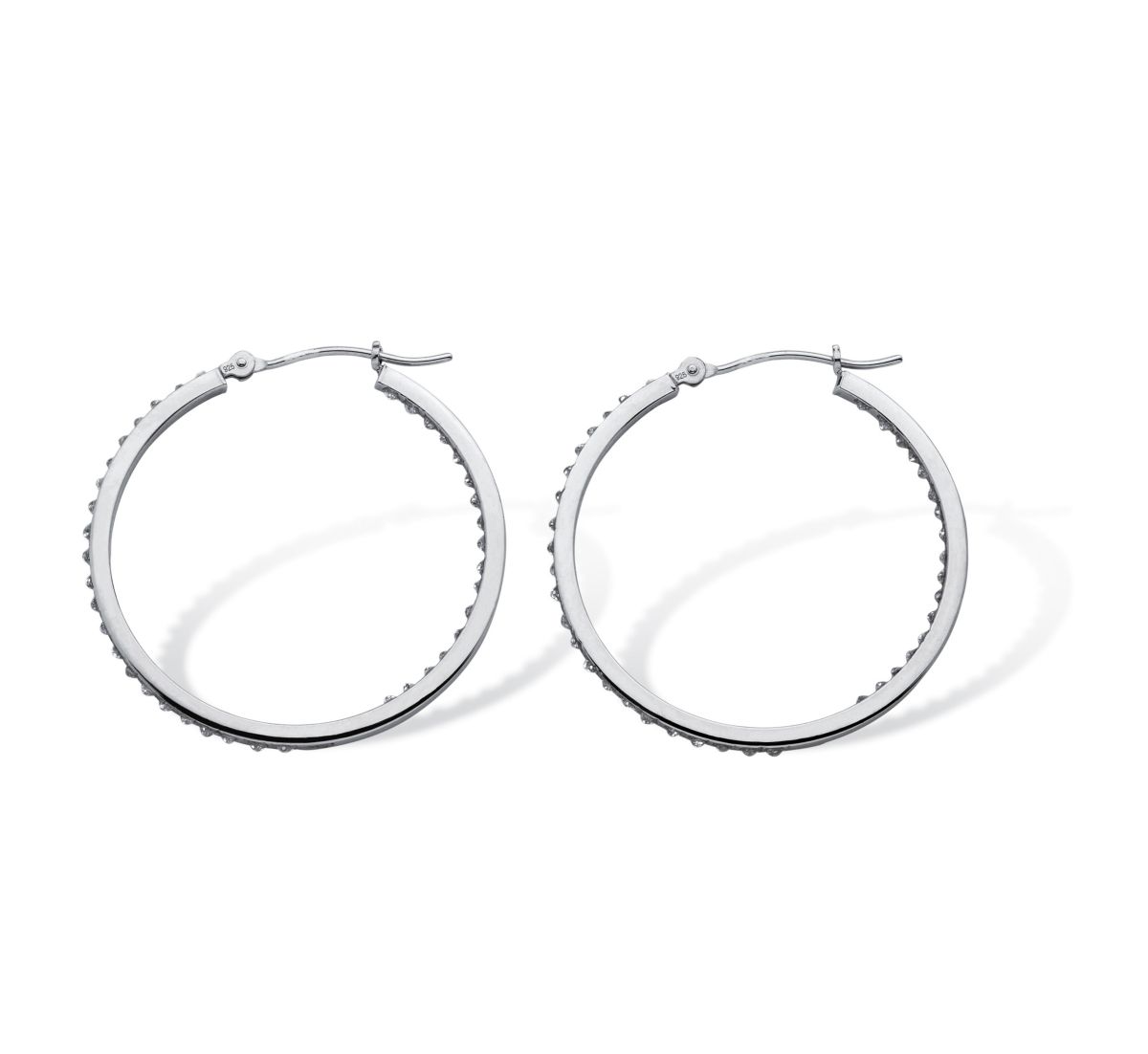 Diamond Fascination Bernish-Set Hoops in Platinum-plated Sterling Silver