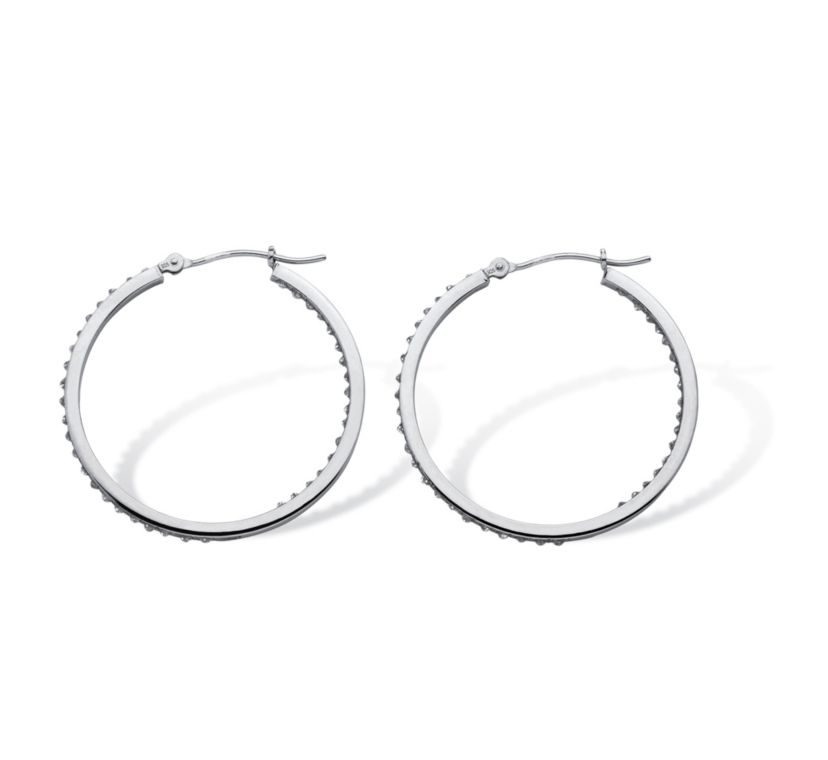 Diamond Fascination Bernish-Set Hoops in Platinum-plated Sterling Silver