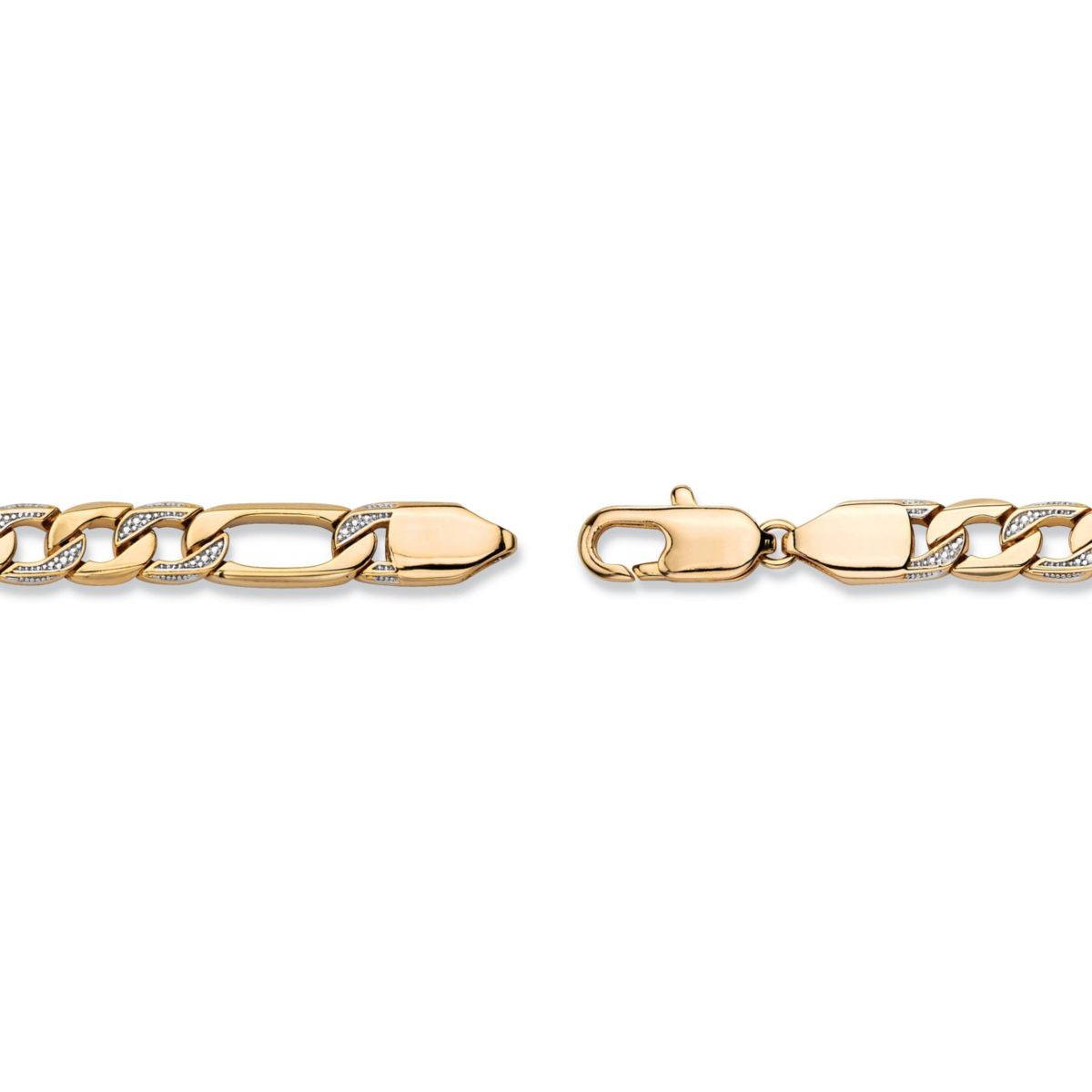 Mens Diamond Accent Pave-Style Gold-Plated Figaro-Link Bracelet 8.5"