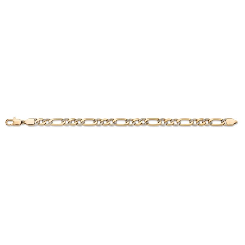 Mens Diamond Accent Pave-Style Gold-Plated Figaro-Link Bracelet 8.5"
