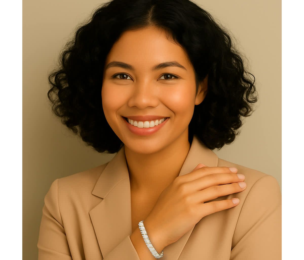 Diamond Accent Gold-Plated Two-Tone Pave-Style S-Link Tennis Bracelet 7"