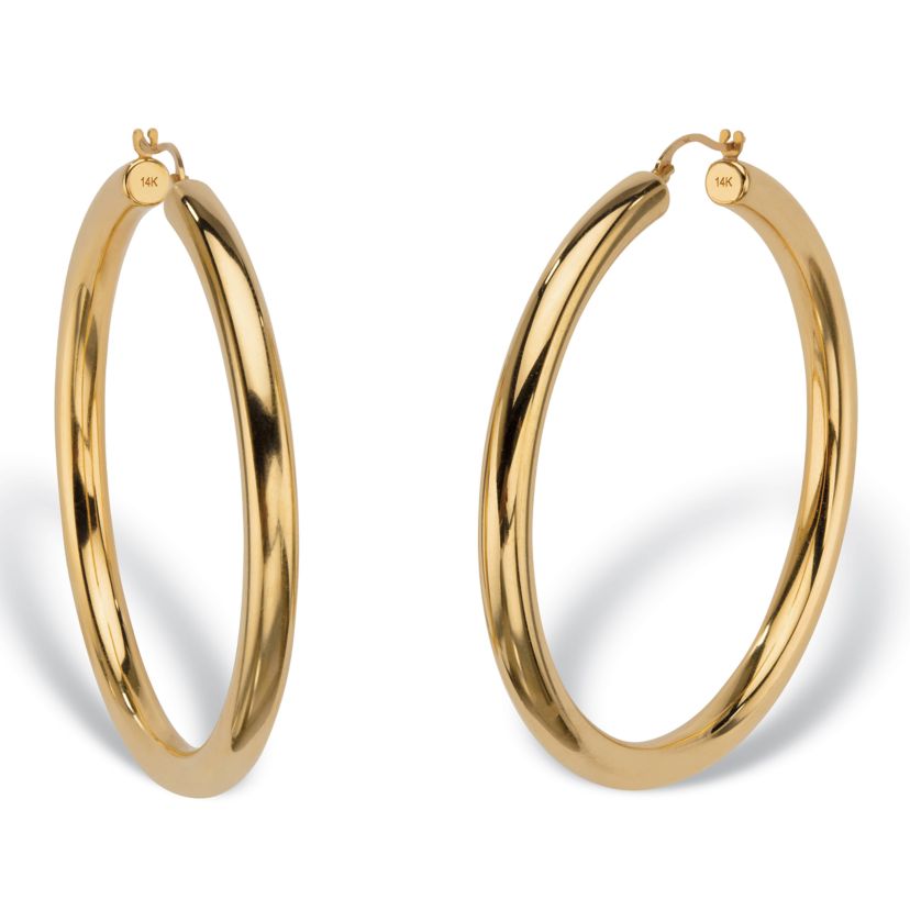 14k Gold Ultra-Lightweight Nano Diamond Resin Filled Hoop Earrings (1 7/8")