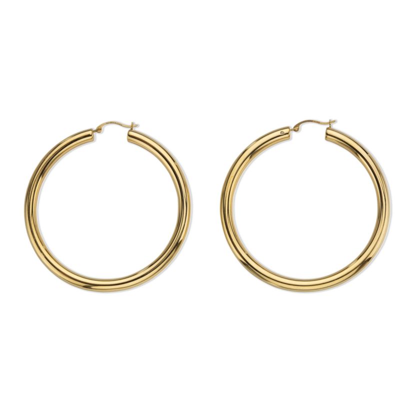 14k Gold Ultra-Lightweight Nano Diamond Resin Filled Hoop Earrings (1 7/8")