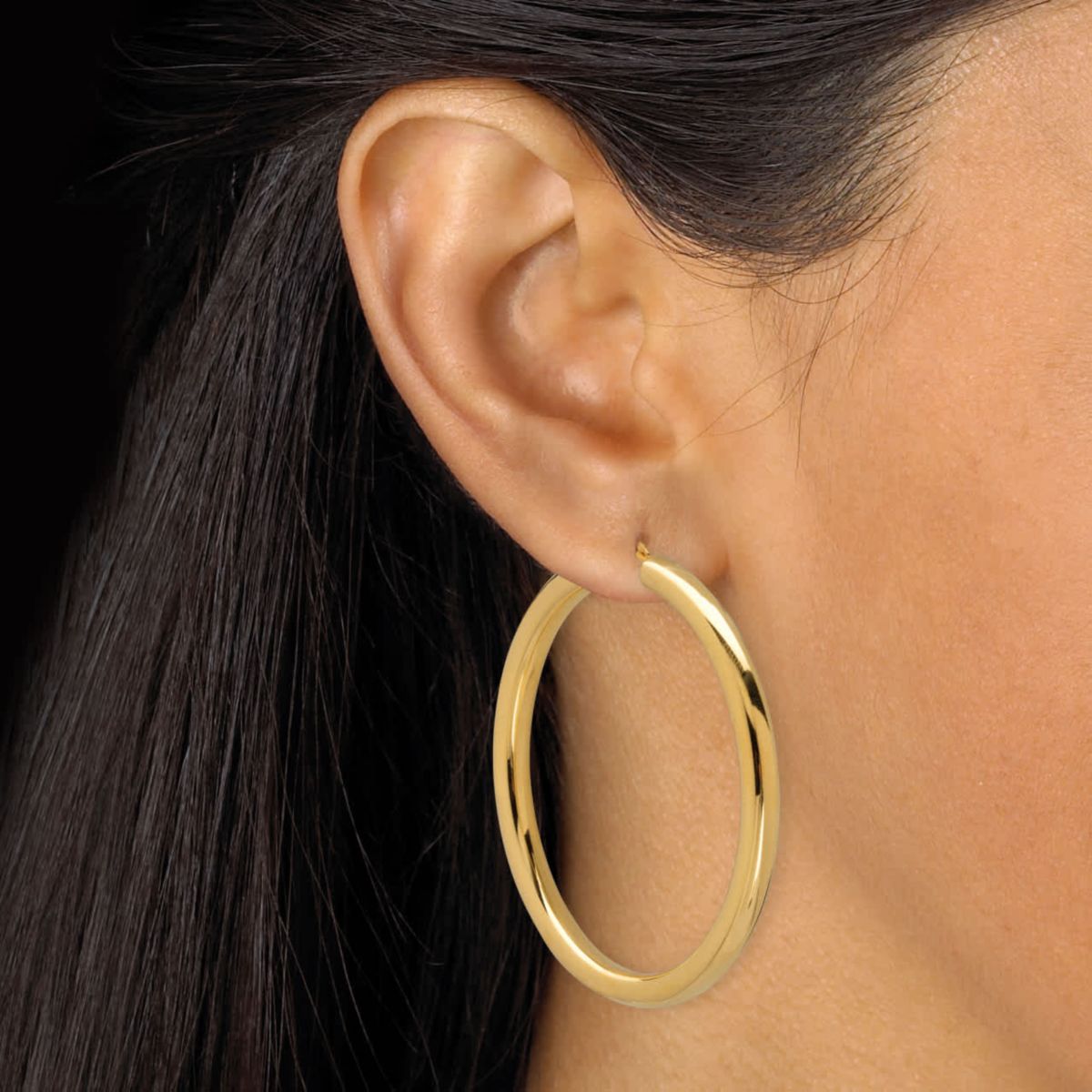14k Gold Ultra-Lightweight Nano Diamond Resin Filled Hoop Earrings (1 7/8")