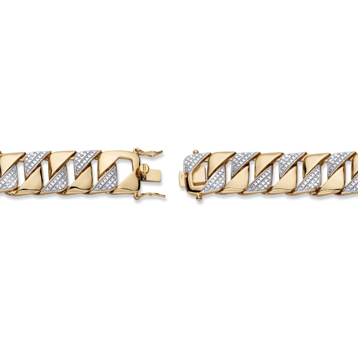 Mens Diamond Accent 18k Gold-Plated Two-Tone Interlocking-Link Bracelet 8.5"
