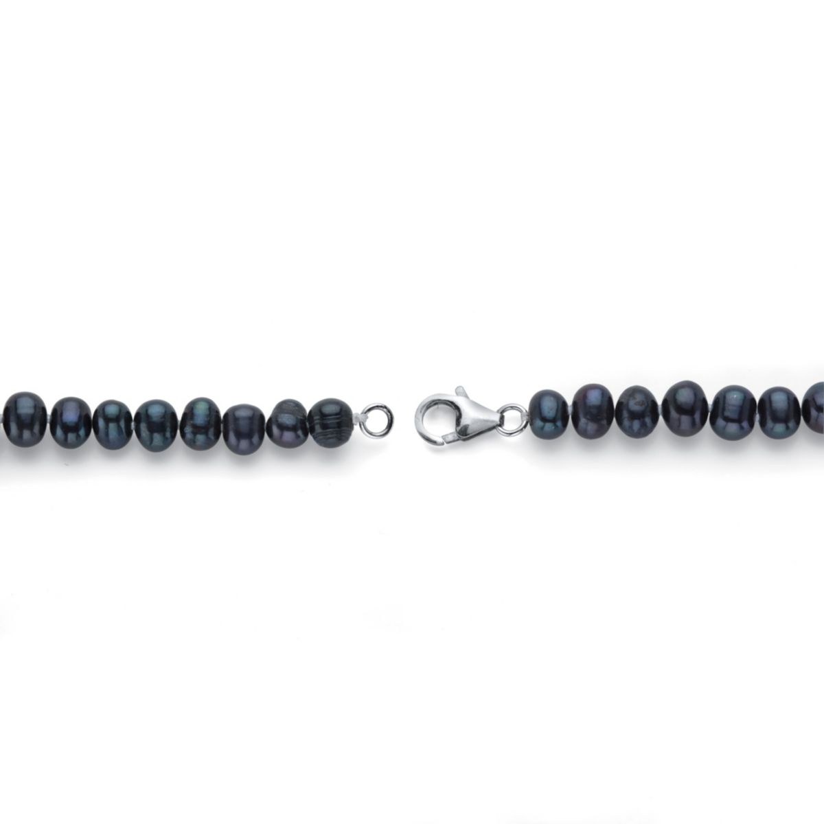 Genuine Black Cultured Pearl Silvertone Earring, Necklace and Bracelet Set 18"