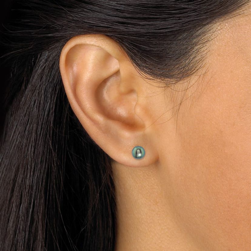 Genuine Black Cultured Pearl Silvertone Earring, Necklace and Bracelet Set 18"