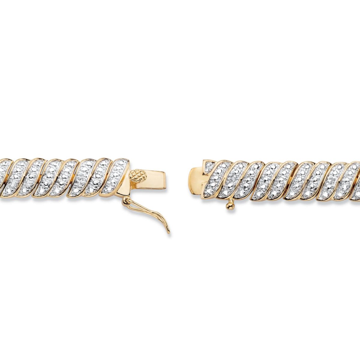 Diamond Accent Gold-Plated Pave-Style S-Link Tennis Bracelet 8"