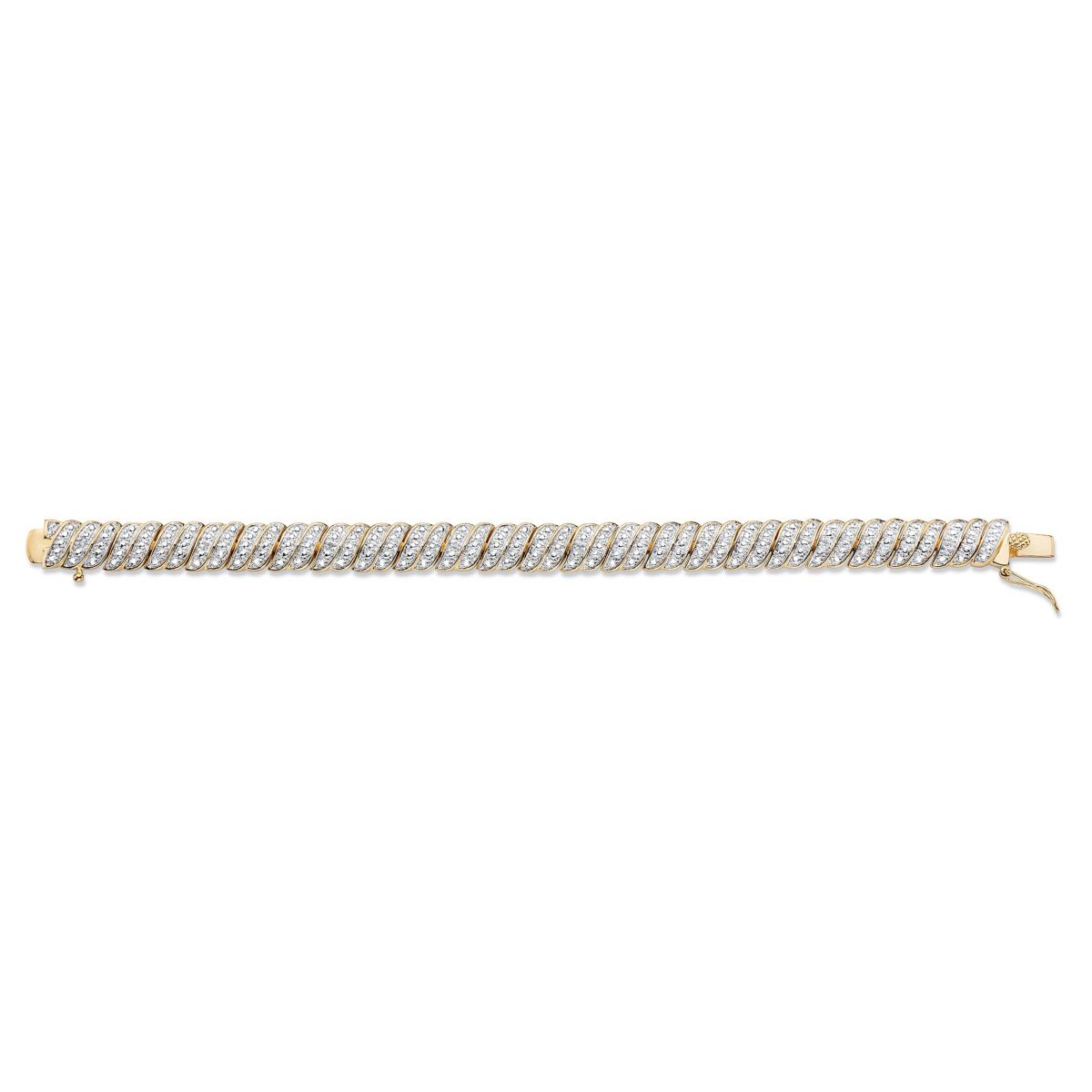 Diamond Accent Gold-Plated Pave-Style S-Link Tennis Bracelet 8"
