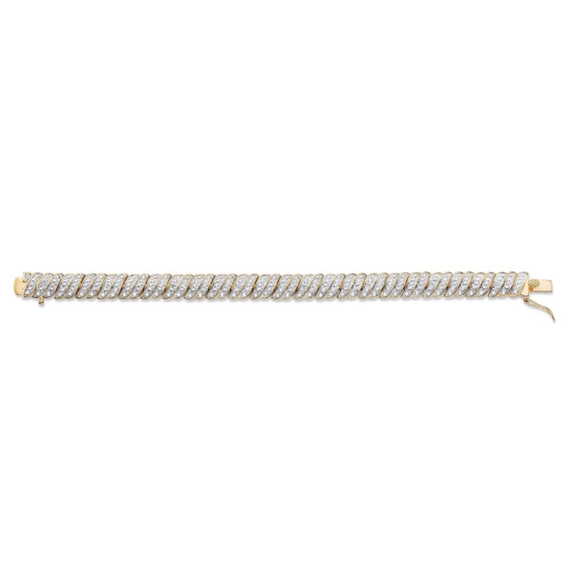 Diamond Accent Gold-Plated Pave-Style S-Link Tennis Bracelet 8"