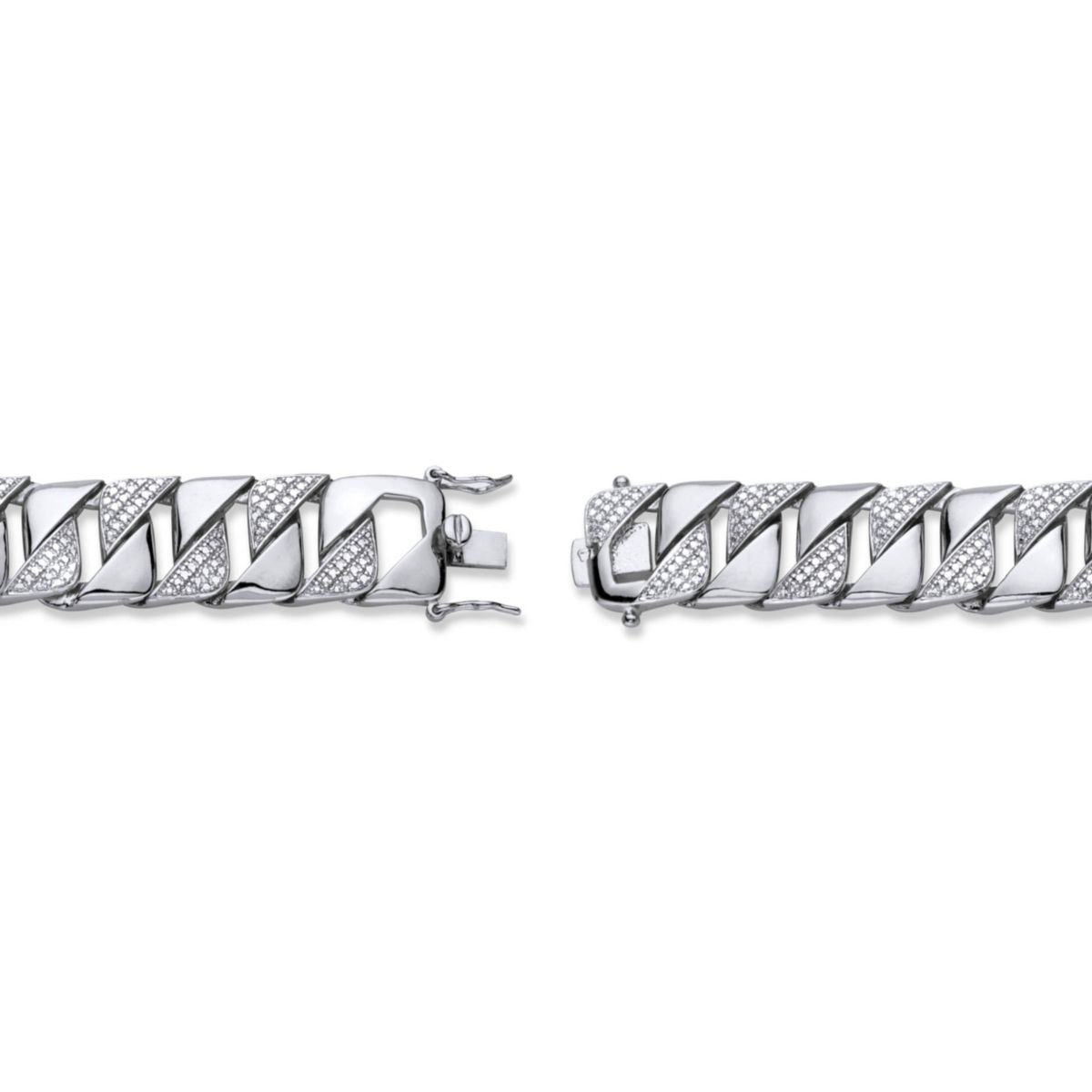 Mens Diamond Accent Silvertone Interlocking-Link Bracelet 8.5"