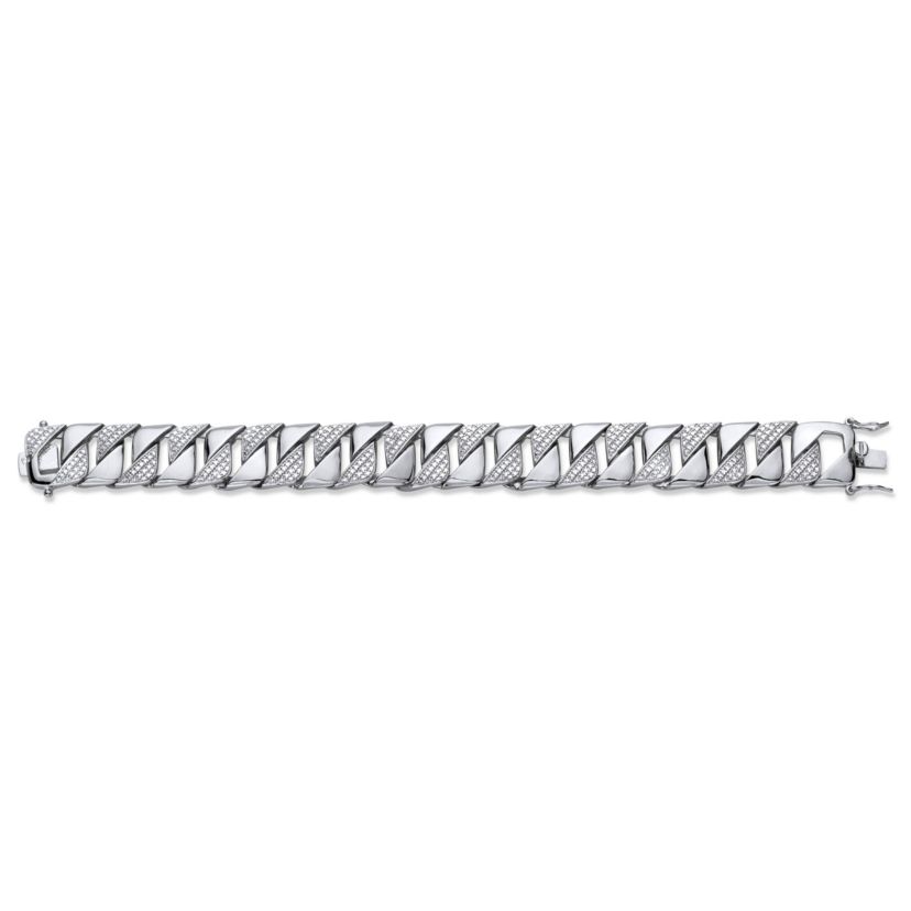 Mens Diamond Accent Silvertone Interlocking-Link Bracelet 8.5"