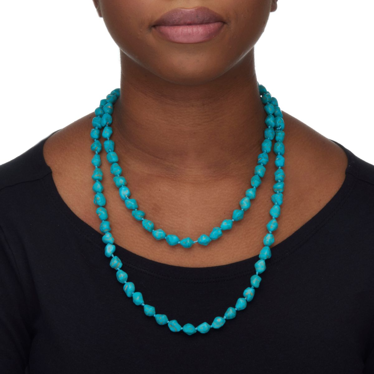 Genuine Turquoise Endless Necklace, 48 inches