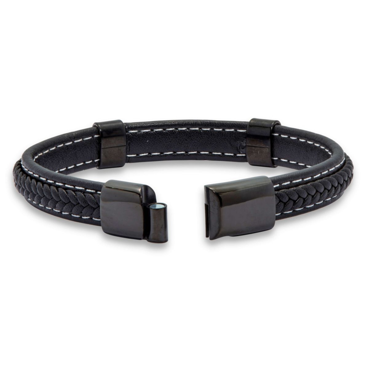 Mens Natural Black Onyx Black Ruthenium-Plated Magnetic Bracelet 9-inch