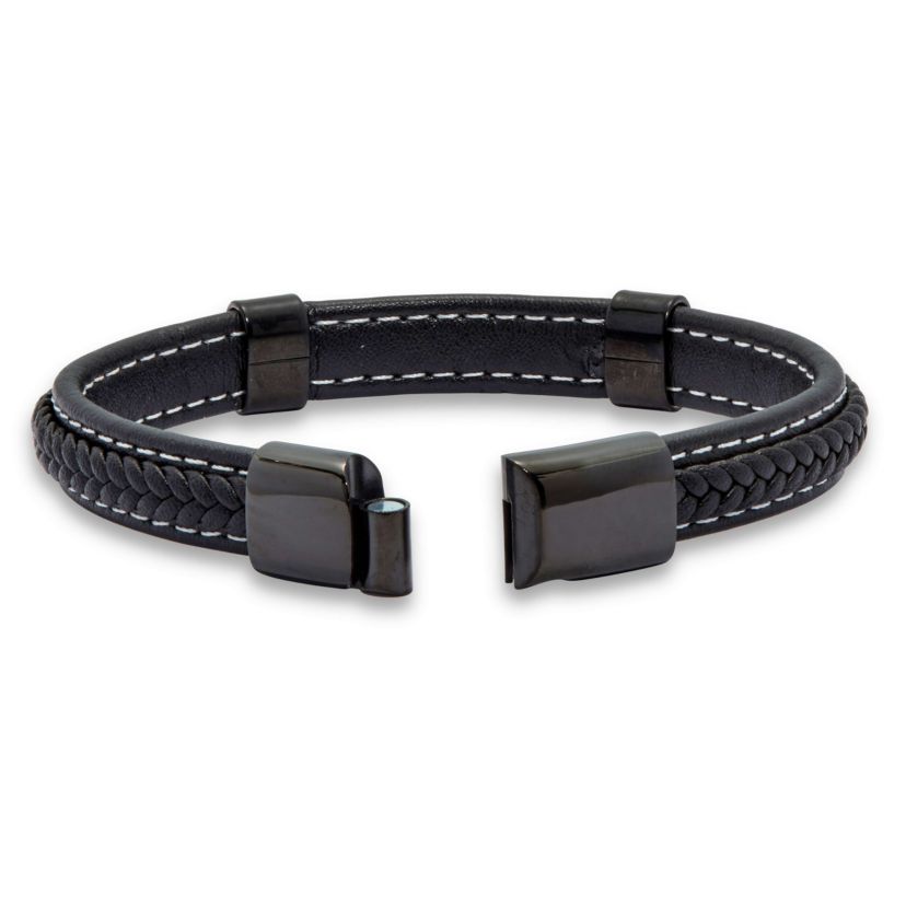Mens Natural Black Onyx Black Ruthenium-Plated Magnetic Bracelet 9-inch