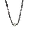 Round Genuine Pearl and Jasper Silvertone Beaded Necklace 34-inch