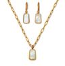 Genuine Mother of Pearl Yellow Gold Ion-Plated Stainless Steel Drop Jewelry Set