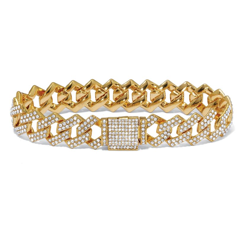 Round Crystal Goldtone Link Bracelet 9-inch