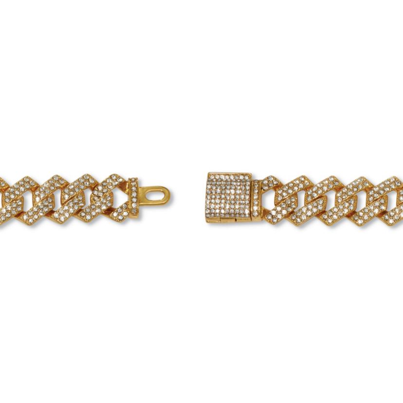 Round Crystal Goldtone Link Bracelet 9-inch
