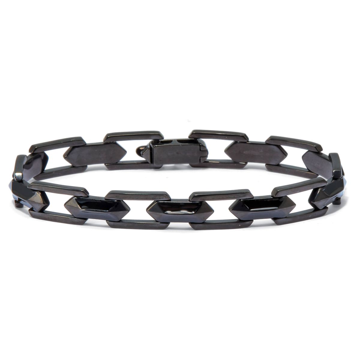 Mens Black Ion-Plated Stainless Steel Link Bracelet 8-inch