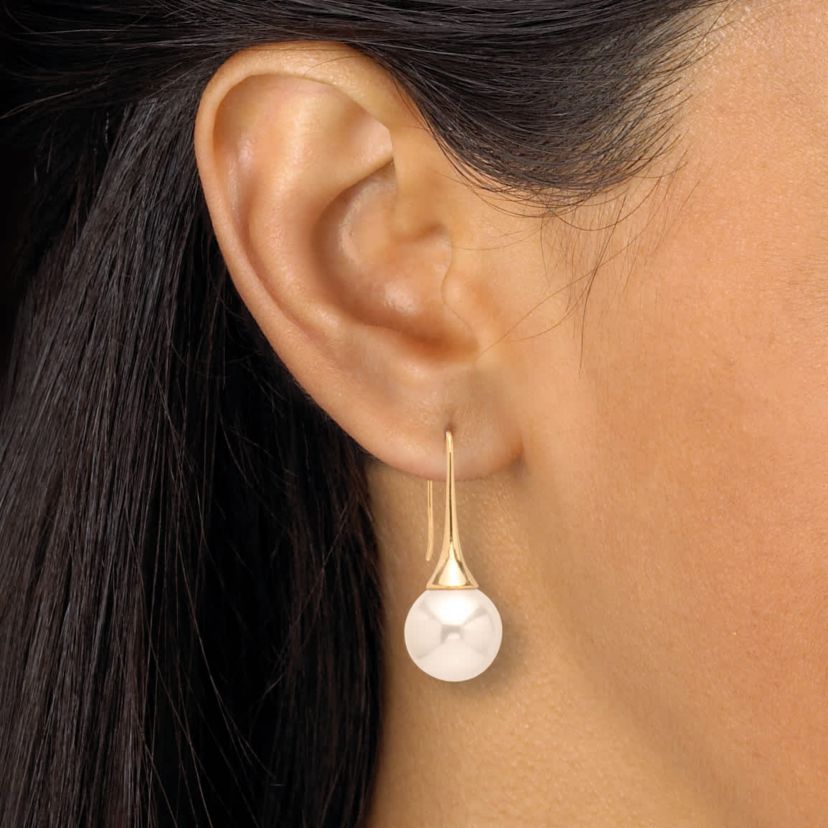 Freshwater-Cultured Pearl Gold Ion-Plated Stainless Steel Drop Earring Set