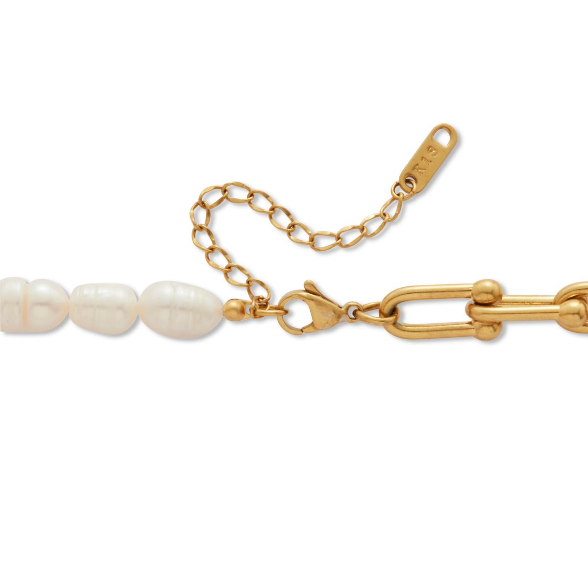 Pearl Gold-Ion Plated Stainless Steel Necklace 16-inch