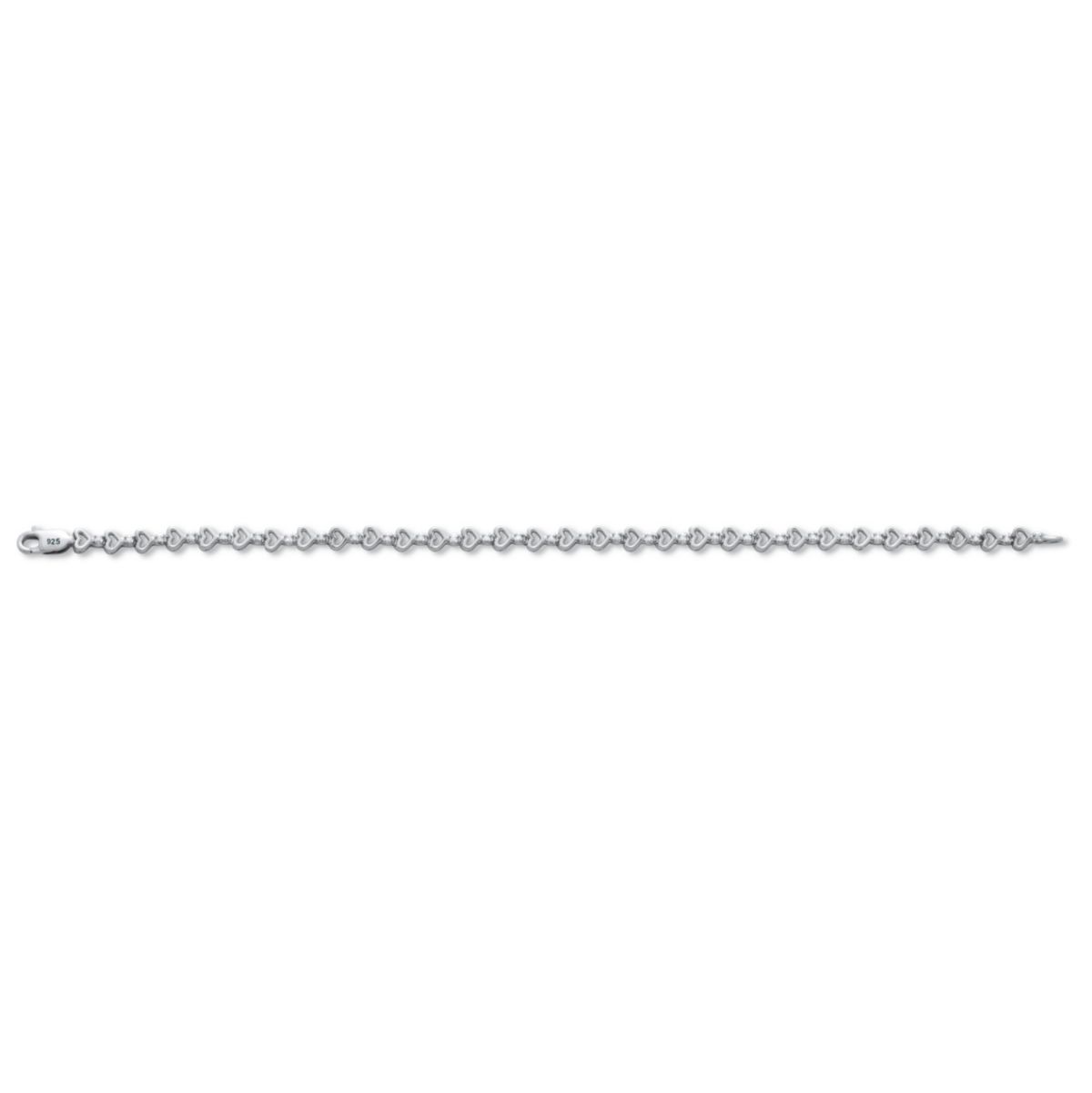 .15 TCW Diamond Sterling Silver Heart Link Bracelet 7 Inches