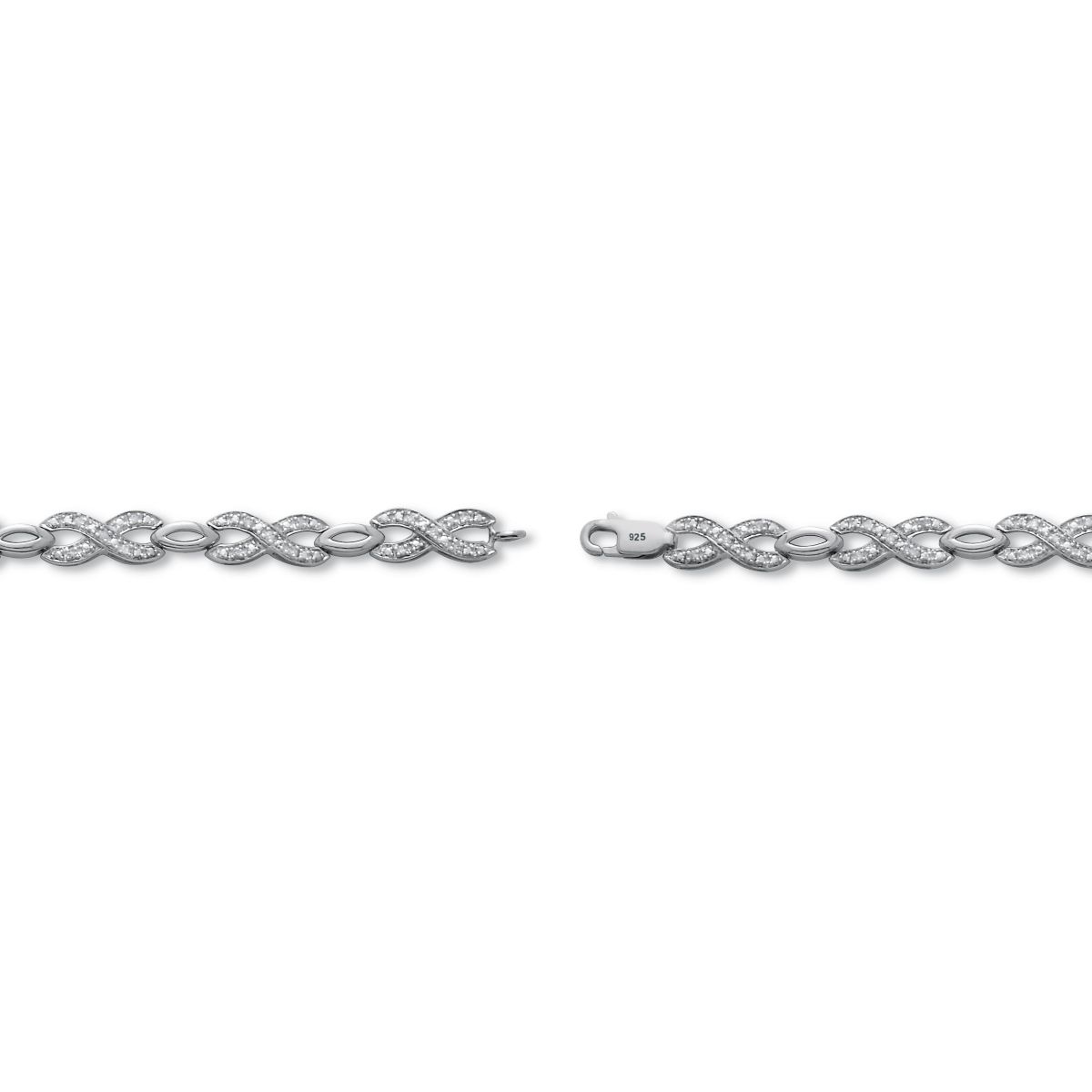 .25 TCW Diamond Sterling Silver Infinity Bracelet 7 Inches