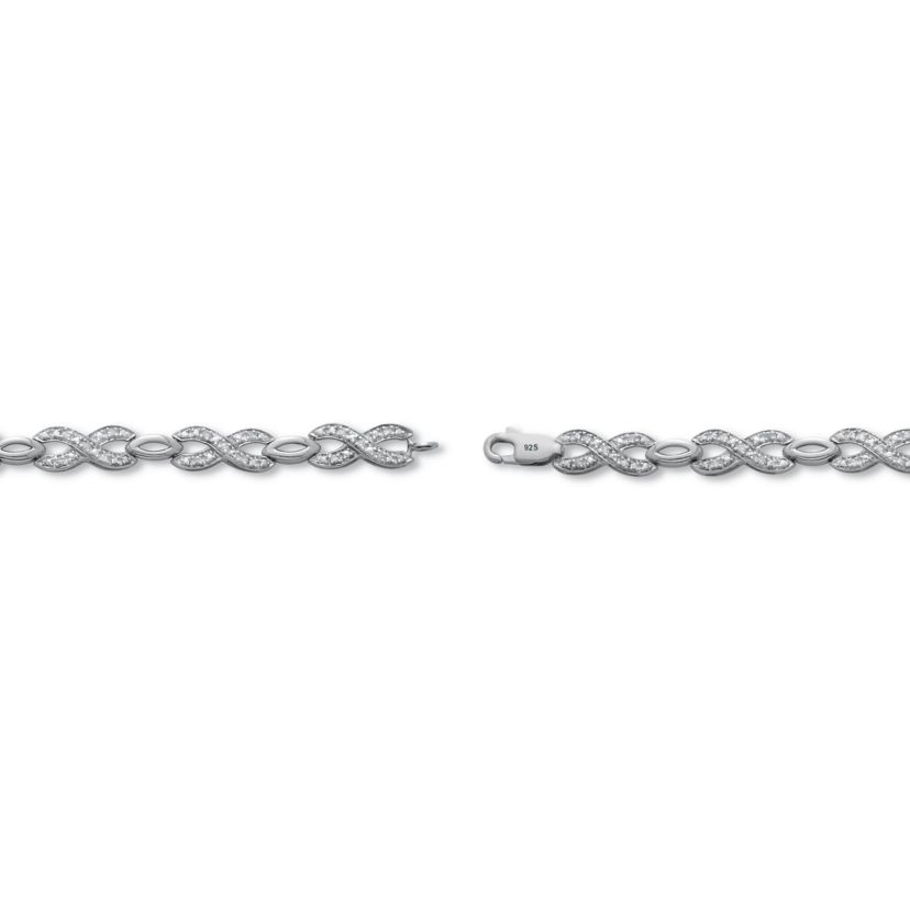 .25 TCW Diamond Sterling Silver Infinity Bracelet 7 Inches
