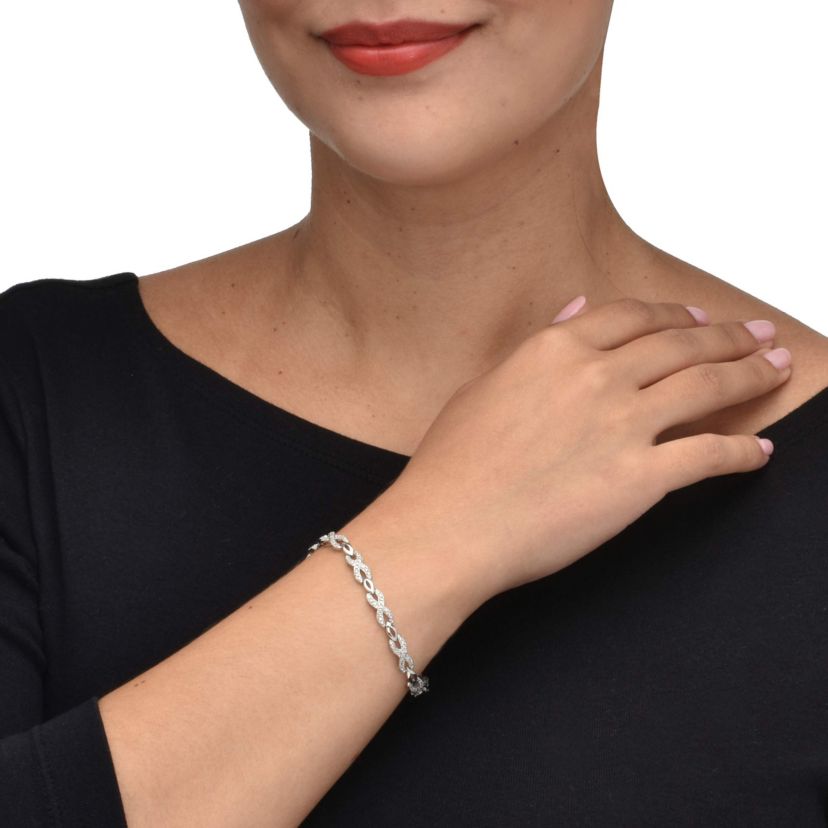 .25 TCW Diamond Sterling Silver Infinity Bracelet 7 Inches