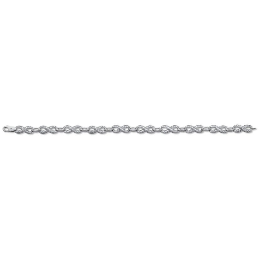 .25 TCW Diamond Sterling Silver Infinity Bracelet 7 Inches