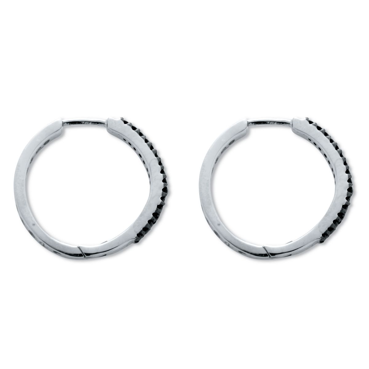 .24 TCW Black Diamond Sterling Silver Hoop Earrings (3/5 inch)