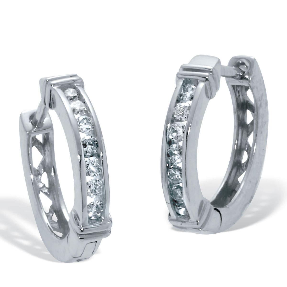 .25 TCW Diamond Sterling Silver Huggie Hoops (1/2 inch)