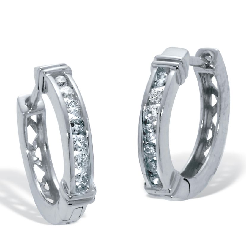 .25 TCW Diamond Sterling Silver Huggie Hoops (1/2 inch)