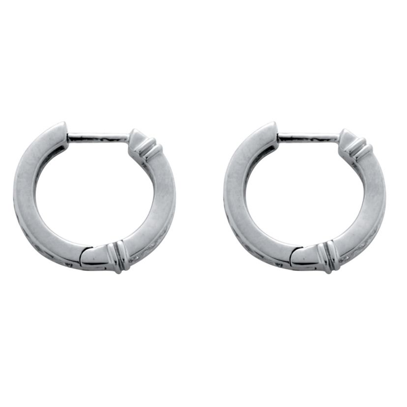 .25 TCW Diamond Sterling Silver Huggie Hoops (1/2 inch)