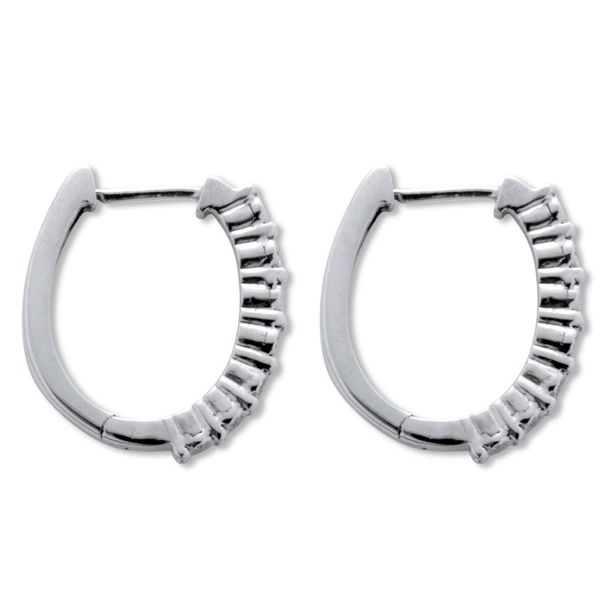 .06 TCW Diamond Sterling Silver Hoop Earrings (1/2 Inch)