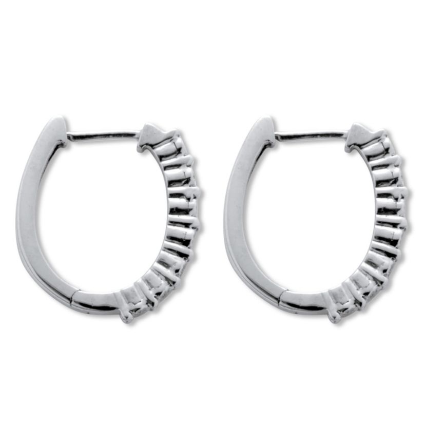 .06 TCW Diamond Sterling Silver Hoop Earrings (1/2 Inch)