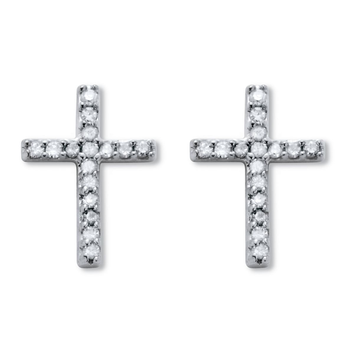 .25 TCW Diamond Sterling Silver Cross Earrings (1/2 inch)