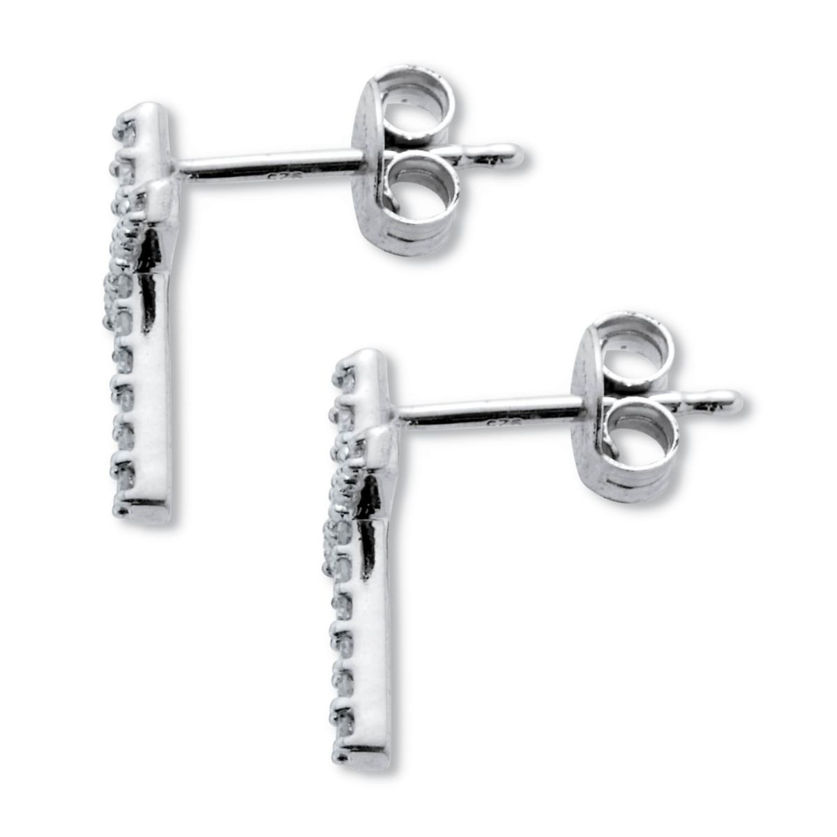.25 TCW Diamond Sterling Silver Cross Earrings (1/2 inch)
