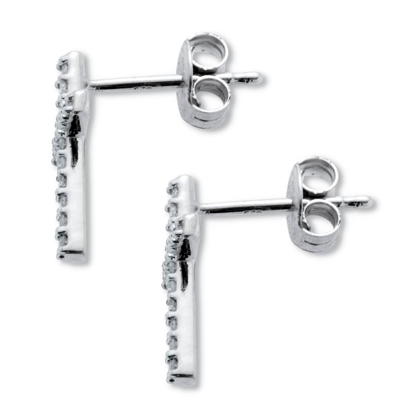 .25 TCW Diamond Sterling Silver Cross Earrings (1/2 inch)