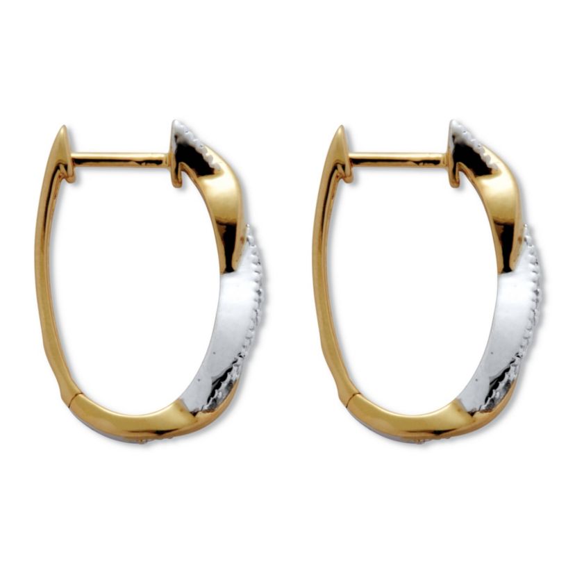 .24 TCW Diamond Sterling Silver Tutone Twist Hoop Earrings (6/10 inch)