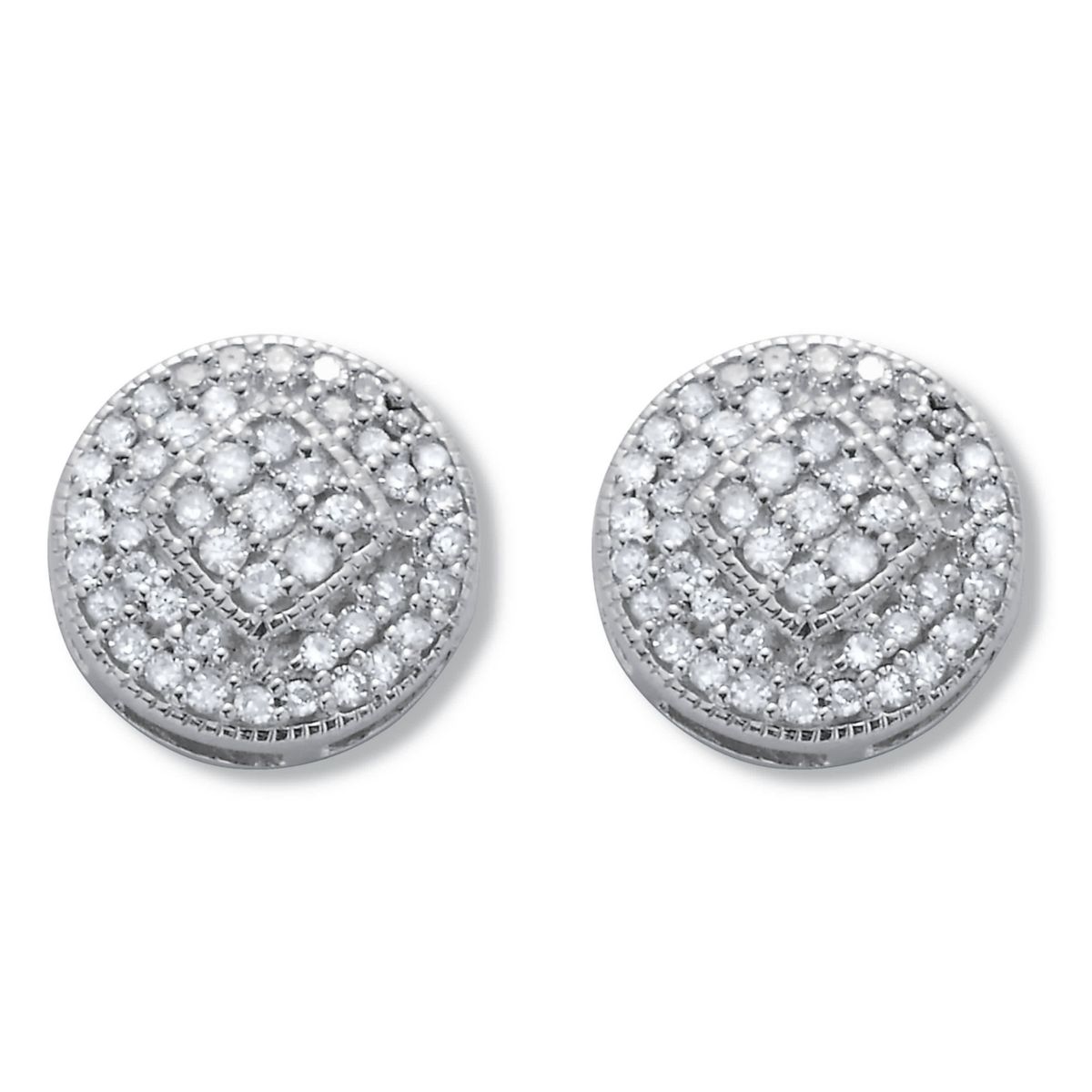 .30 TCW Diamond Sterling Silver Pave Stud Earrings (4/10 inch)