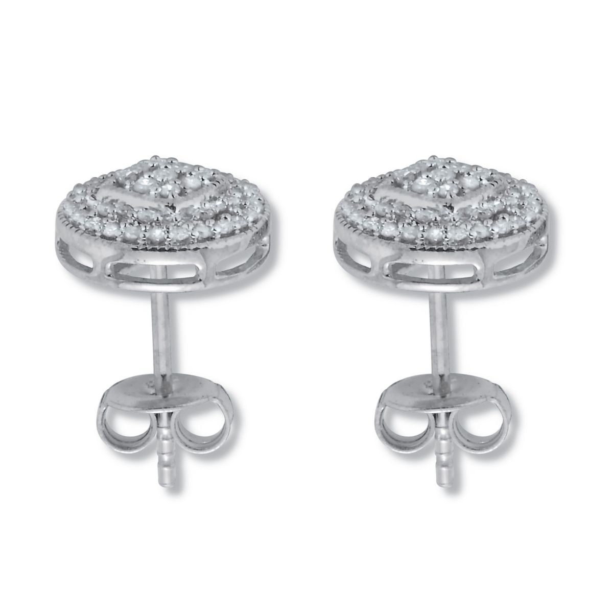 .30 TCW Diamond Sterling Silver Pave Stud Earrings (4/10 inch)