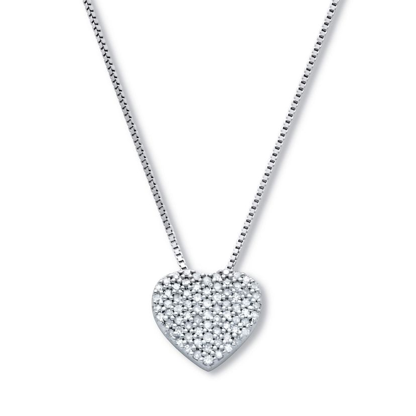 .22 TCW Diamond Sterling Silver Heart Pendant and Chain 18 Inches