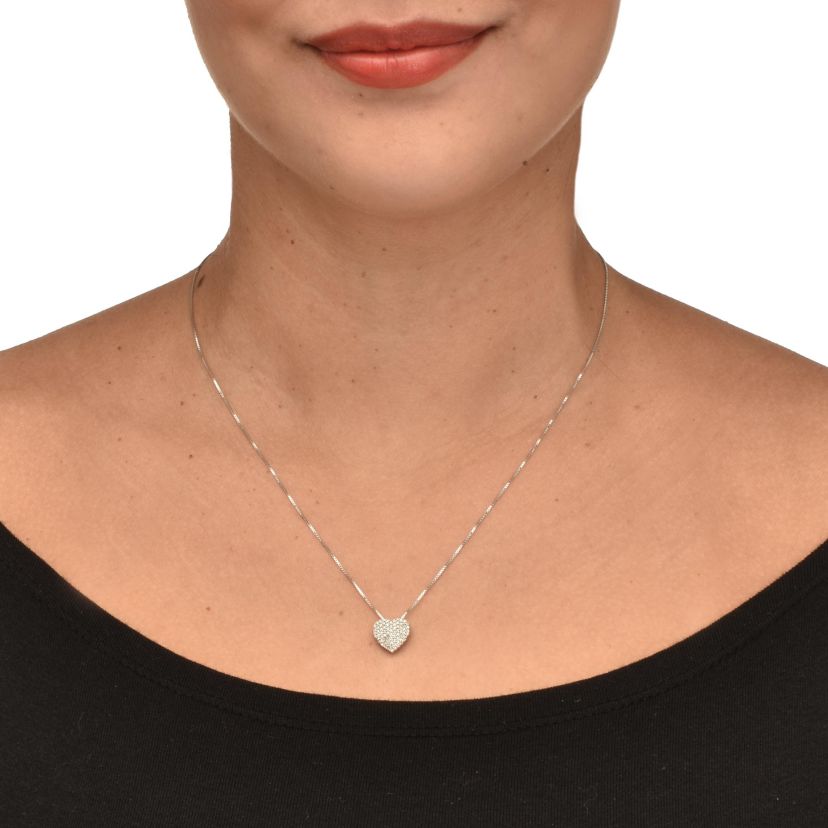 .22 TCW Diamond Sterling Silver Heart Pendant and Chain 18 Inches