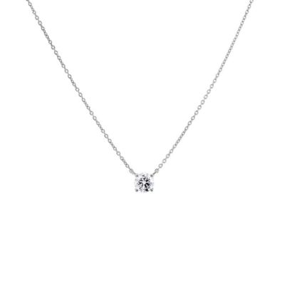 By Adina Eden Lab Created Lab Grown Diamond Round Solitaire Necklace 14K